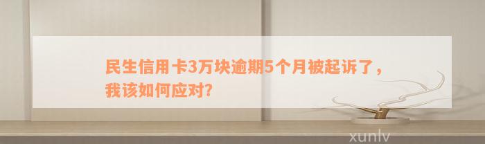 民生信用卡3万块逾期5个月被起诉了，我该如何应对？