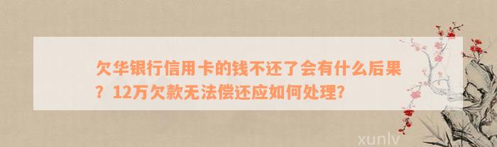 欠华银行信用卡的钱不还了会有什么后果？12万欠款无法偿还应如何处理？