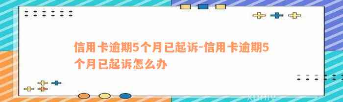 信用卡逾期5个月已起诉-信用卡逾期5个月已起诉怎么办