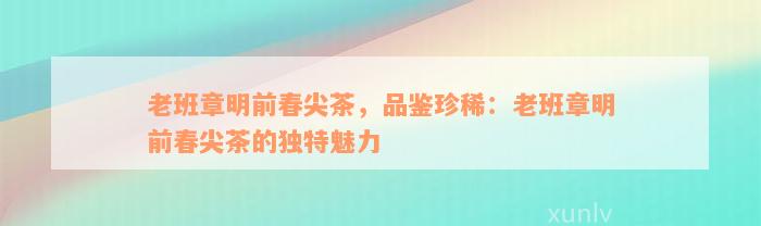 老班章明前春尖茶，品鉴珍稀：老班章明前春尖茶的独特魅力