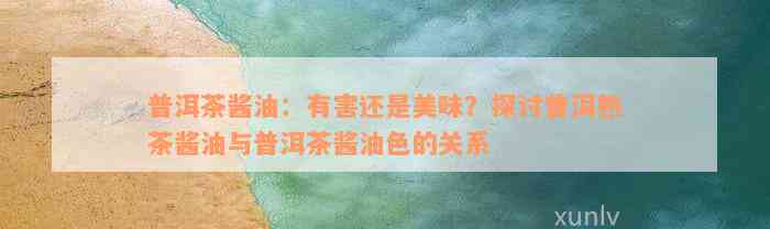 普洱茶酱油：有害还是美味？探讨普洱熟茶酱油与普洱茶酱油色的关系