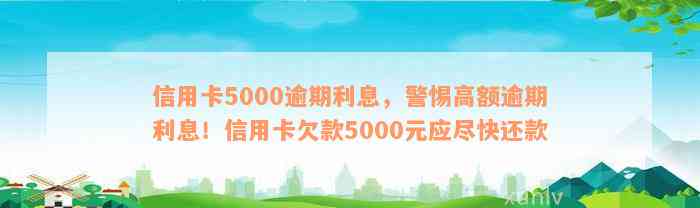 信用卡5000逾期利息，警惕高额逾期利息！信用卡欠款5000元应尽快还款