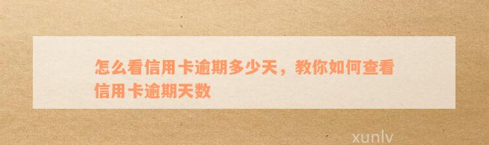 怎么看信用卡逾期多少天，教你如何查看信用卡逾期天数