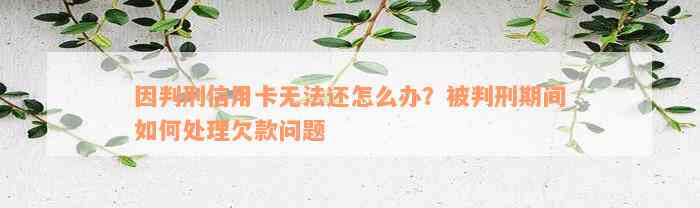 因判刑信用卡无法还怎么办？被判刑期间如何处理欠款问题