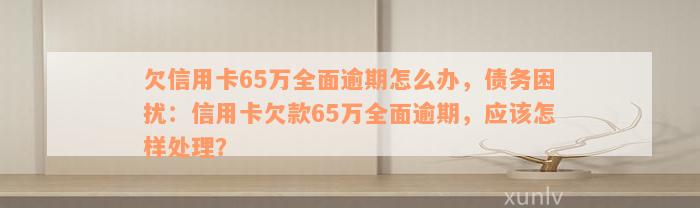 欠信用卡65万全面逾期怎么办，债务困扰：信用卡欠款65万全面逾期，应该怎样处理？