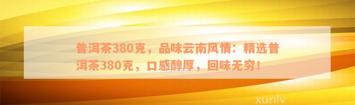 普洱茶380克，品味云南风情：精选普洱茶380克，口感醇厚，回味无穷！