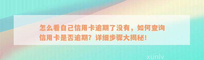 怎么看自己信用卡逾期了没有，如何查询信用卡是否逾期？详细步骤大揭秘！