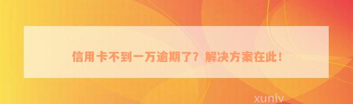 信用卡不到一万逾期了？解决方案在此！