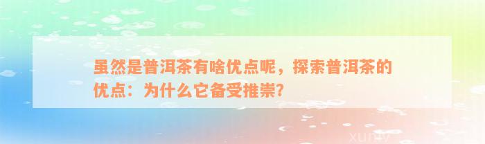 虽然是普洱茶有啥优点呢，探索普洱茶的优点：为什么它备受推崇？