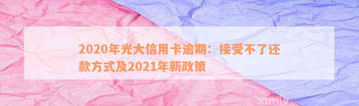 2020年光大信用卡逾期：接受不了还款方式及2021年新政策