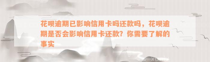 花呗逾期已影响信用卡吗还款吗，花呗逾期是否会影响信用卡还款？你需要了解的事实