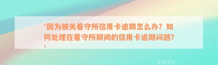 '因为被关看守所信用卡逾期怎么办？如何处理在看守所期间的信用卡逾期问题？'