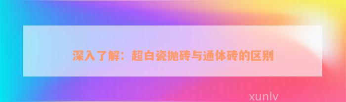 深入了解：超白瓷抛砖与通体砖的区别