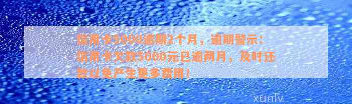 信用卡5000逾期2个月，逾期警示：信用卡欠款5000元已逾两月，及时还款以免产生更多费用！