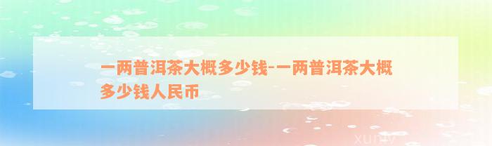 一两普洱茶大概多少钱-一两普洱茶大概多少钱人民币