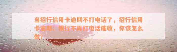 当招行信用卡逾期不打电话了，招行信用卡逾期：银行不再打电话催收，你该怎么做？