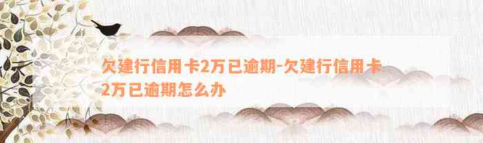 欠建行信用卡2万已逾期-欠建行信用卡2万已逾期怎么办