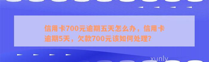 信用卡700元逾期五天怎么办，信用卡逾期5天，欠款700元该如何处理？