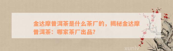 金达摩普洱茶是什么茶厂的，揭秘金达摩普洱茶：哪家茶厂出品？