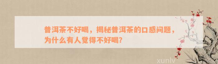 普洱茶不好喝，揭秘普洱茶的口感问题，为什么有人觉得不好喝？