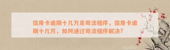 信用卡逾期十几万走司法程序，信用卡逾期十几万，如何通过司法程序解决?