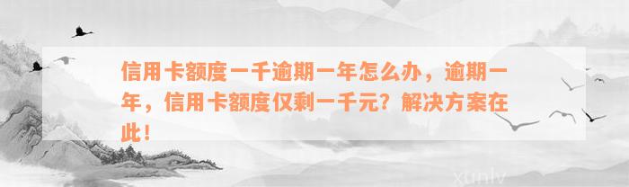 信用卡额度一千逾期一年怎么办，逾期一年，信用卡额度仅剩一千元？解决方案在此！