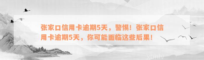 张家口信用卡逾期5天，警惕！张家口信用卡逾期5天，你可能面临这些后果！