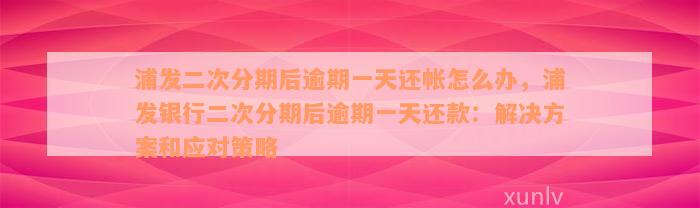 浦发二次分期后逾期一天还帐怎么办，浦发银行二次分期后逾期一天还款：解决方案和应对策略