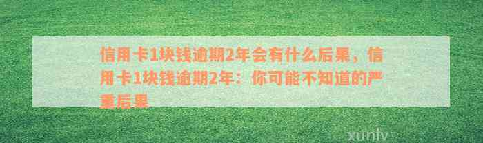 信用卡1块钱逾期2年会有什么后果，信用卡1块钱逾期2年：你可能不知道的严重后果