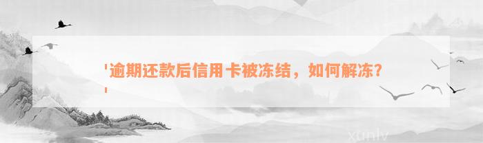 '逾期还款后信用卡被冻结，如何解冻？'