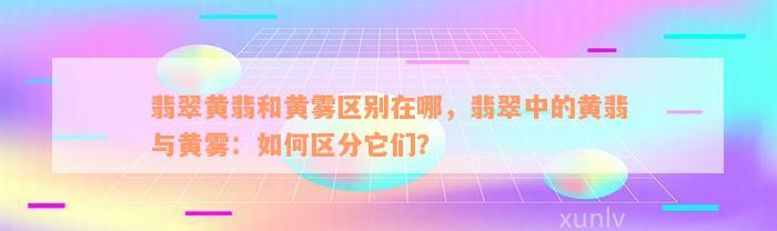 翡翠黄翡和黄雾区别在哪，翡翠中的黄翡与黄雾：如何区分它们？