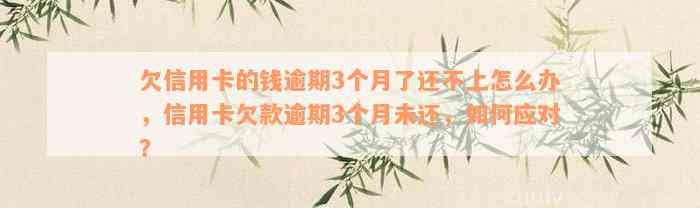 欠信用卡的钱逾期3个月了还不上怎么办，信用卡欠款逾期3个月未还，如何应对？