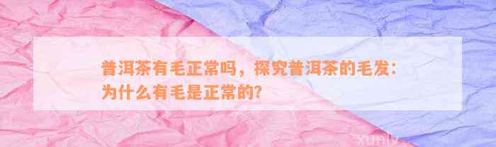 普洱茶有毛正常吗，探究普洱茶的毛发：为什么有毛是正常的？