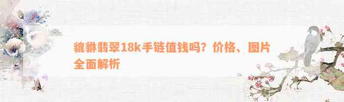 貔貅翡翠18k手链值钱吗？价格、图片全面解析