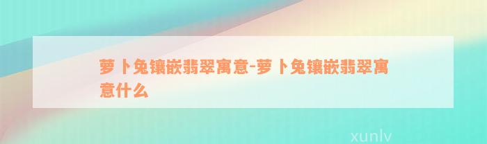 萝卜兔镶嵌翡翠寓意-萝卜兔镶嵌翡翠寓意什么