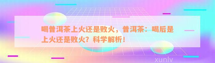 喝普洱茶上火还是败火，普洱茶：喝后是上火还是败火？科学解析！