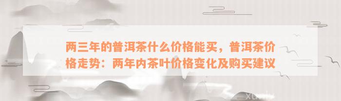 两三年的普洱茶什么价格能买，普洱茶价格走势：两年内茶叶价格变化及购买建议