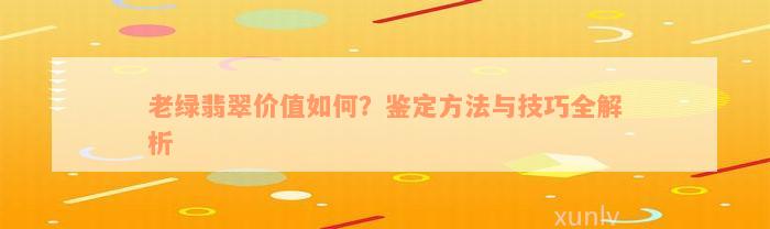 老绿翡翠价值如何？鉴定方法与技巧全解析