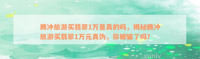 腾冲旅游买翡翠1万是真的吗，揭秘腾冲旅游买翡翠1万元真伪，你被骗了吗？