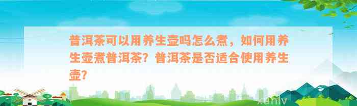 普洱茶可以用养生壶吗怎么煮，如何用养生壶煮普洱茶？普洱茶是否适合使用养生壶？