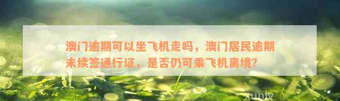 澳门逾期可以坐飞机走吗，澳门居民逾期未续签通行证，是否仍可乘飞机离境？