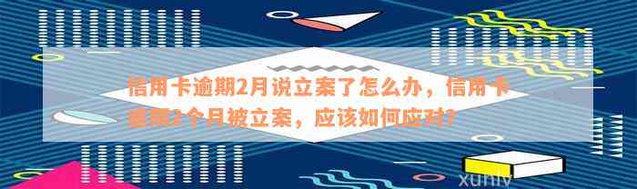 信用卡逾期2月说立案了怎么办，信用卡逾期2个月被立案，应该如何应对？