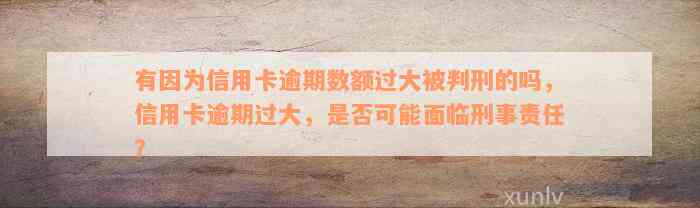 有因为信用卡逾期数额过大被判刑的吗，信用卡逾期过大，是否可能面临刑事责任？