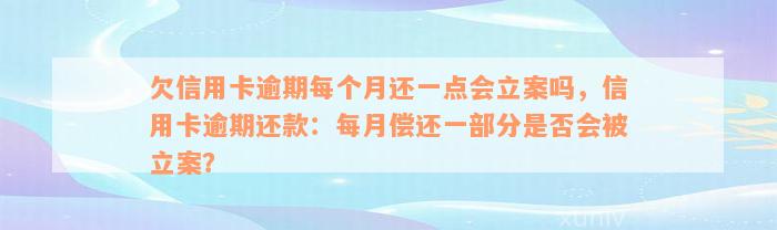 欠信用卡逾期每个月还一点会立案吗，信用卡逾期还款：每月偿还一部分是否会被立案？