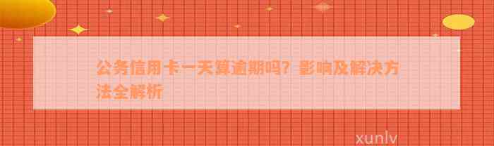 公务信用卡一天算逾期吗？影响及解决方法全解析