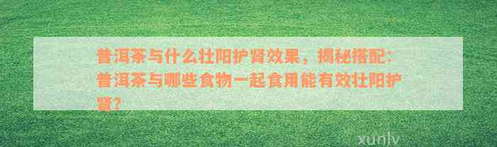 普洱茶与什么壮阳护肾效果，揭秘搭配：普洱茶与哪些食物一起食用能有效壮阳护肾？