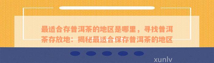 最适合存普洱茶的地区是哪里，寻找普洱茶存放地：揭秘最适合保存普洱茶的地区