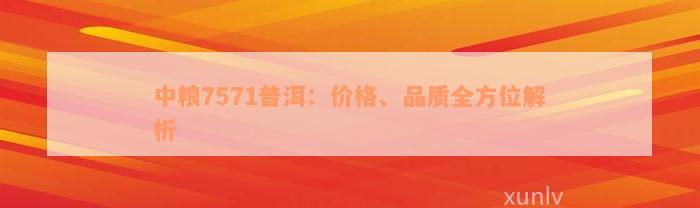 中粮7571普洱：价格、品质全方位解析