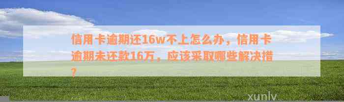 信用卡逾期还16w不上怎么办，信用卡逾期未还款16万，应该采取哪些解决措？