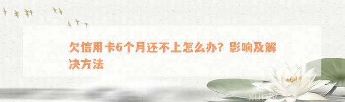 欠信用卡6个月还不上怎么办？影响及解决方法